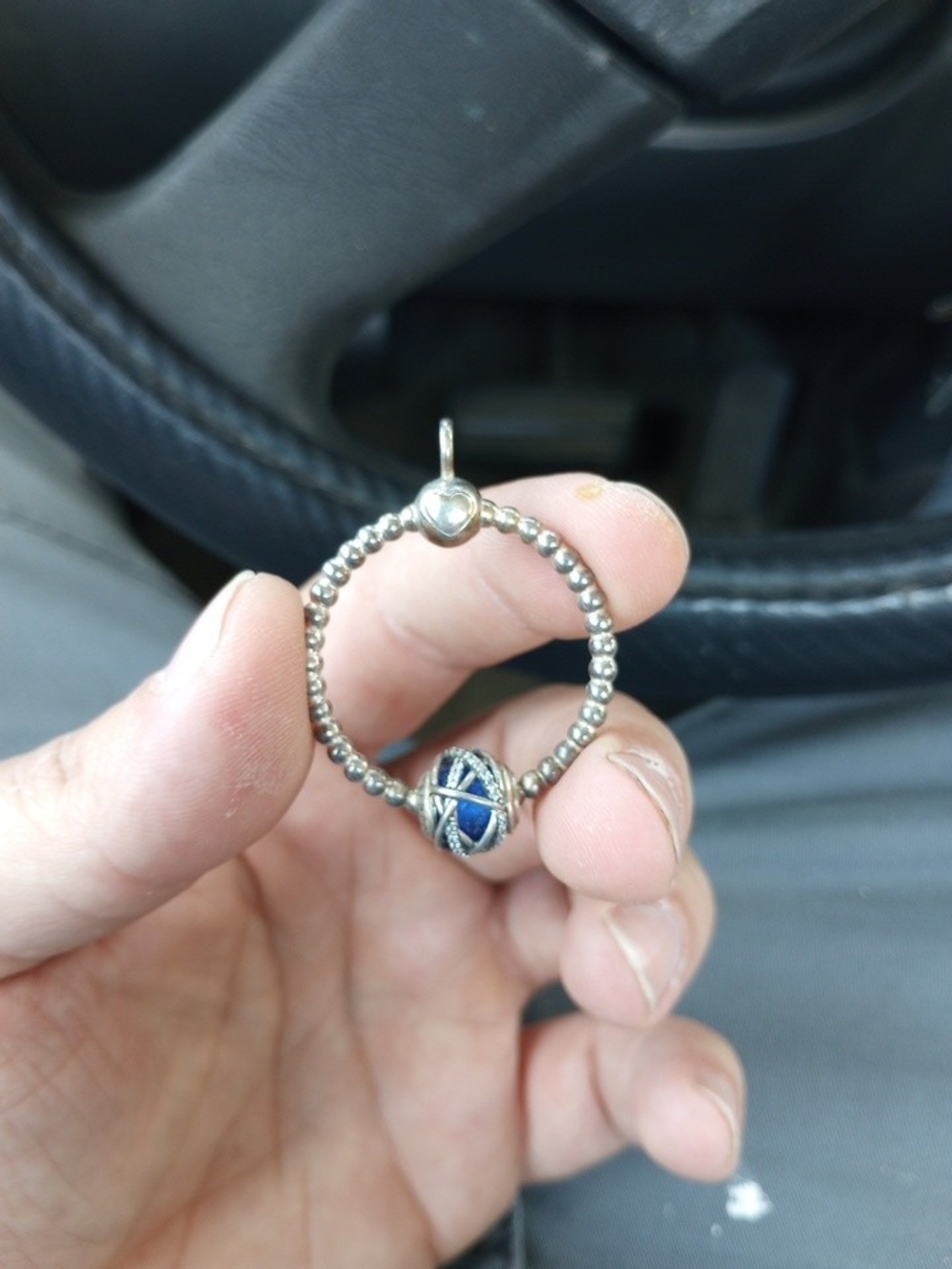 Pandora Sterling Silver Royal Blue Galaxy Bead Pendant Necklace Charm - Picture 1 of 1